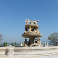 Hand Carved Beige Marble Cherub Statue Garden Fountain